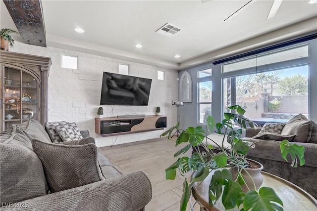 living room with light wood-type flooring