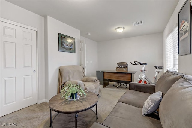 living room with light carpet