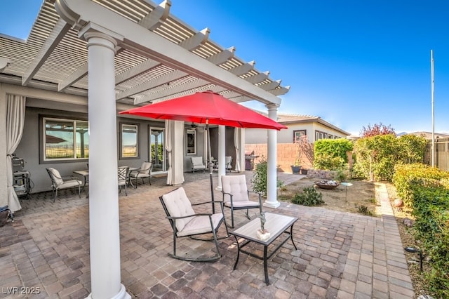 view of patio with a pergola