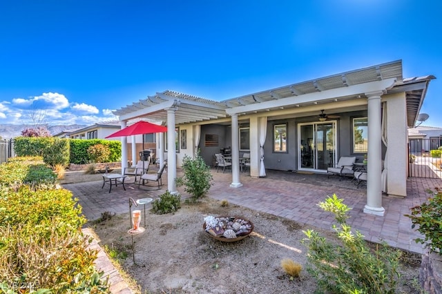 exterior space with a pergola