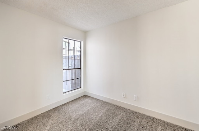 spare room with carpet flooring and a textured ceiling