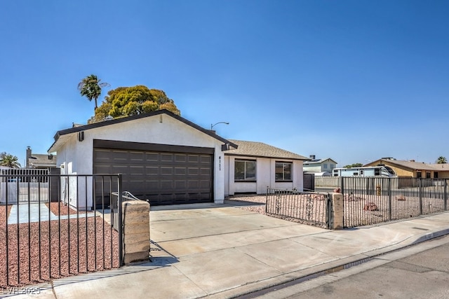 single story home with a garage