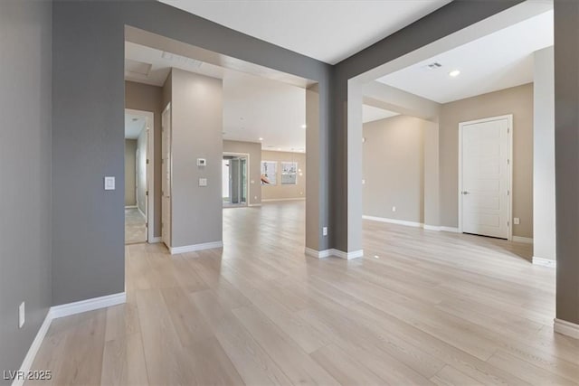 unfurnished living room featuring light hardwood / wood-style flooring