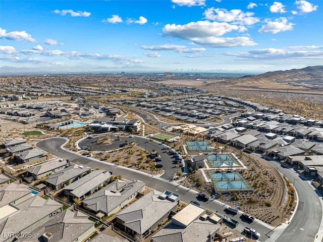 bird's eye view with a mountain view