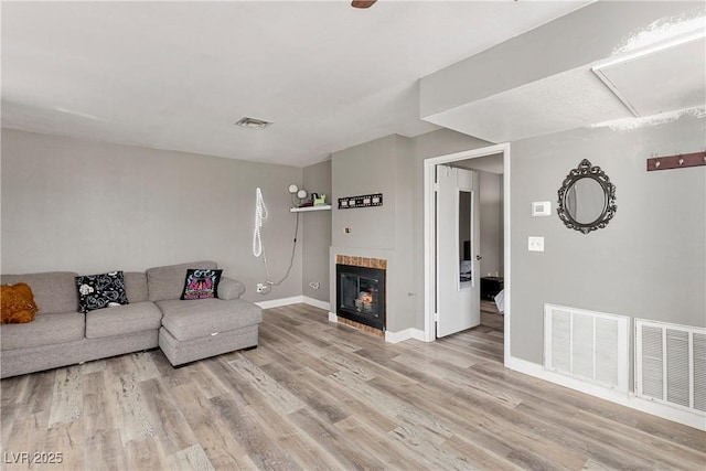 living room featuring light hardwood / wood-style floors