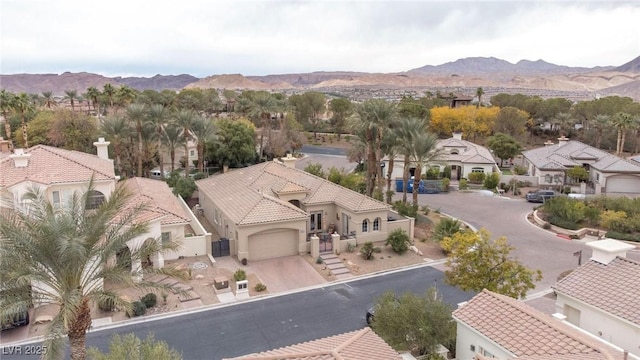 bird's eye view with a mountain view