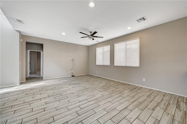 unfurnished room featuring ceiling fan