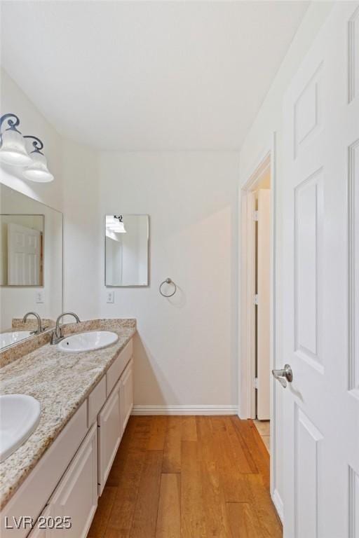 bathroom featuring wood-type flooring and vanity