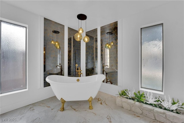 bathroom with a bathtub and a healthy amount of sunlight