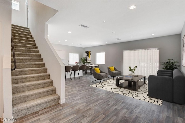 living room with wood-type flooring