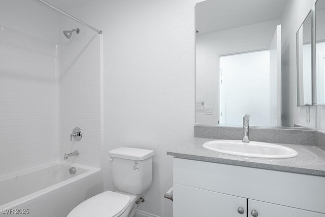 full bathroom with toilet, shower / tub combination, and vanity