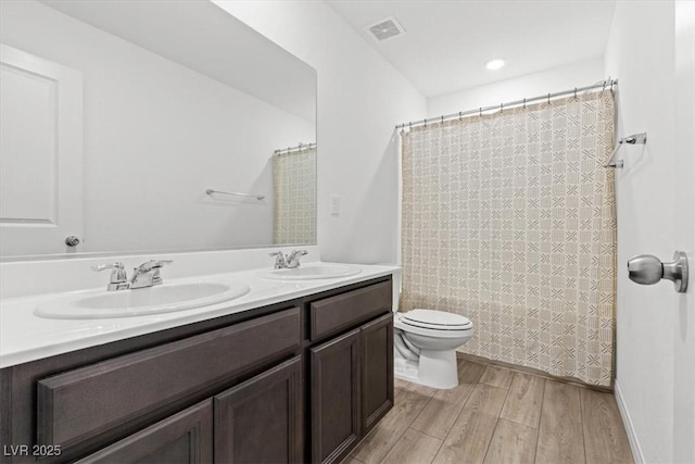 bathroom with toilet and vanity