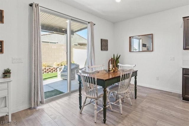 dining room featuring light hardwood / wood-style floors