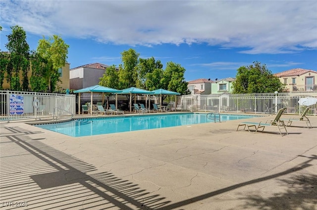 view of pool with a gazebo and a patio area