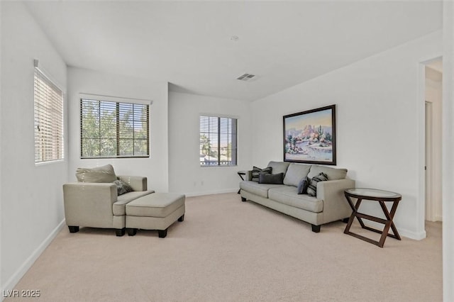 living room with light carpet