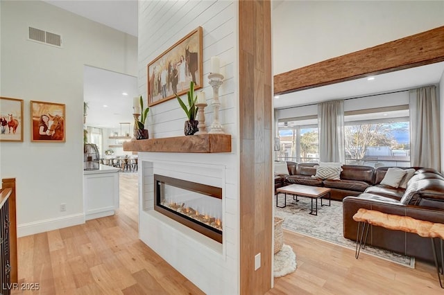 living room with light wood-type flooring