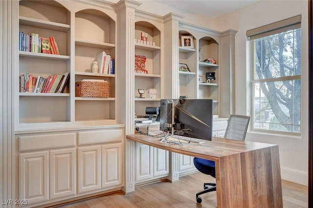 office area featuring light wood-type flooring and plenty of natural light