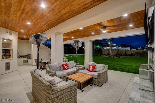 view of patio / terrace with area for grilling, an outdoor hangout area, and a grill