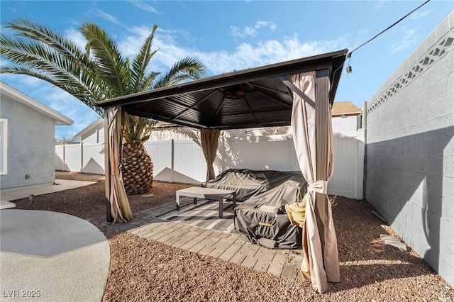 view of patio featuring a gazebo