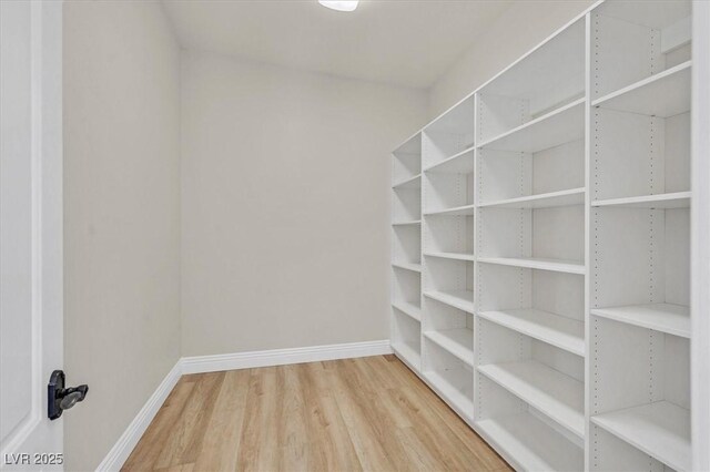 walk in closet with hardwood / wood-style floors