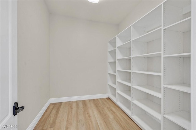 walk in closet with wood finished floors