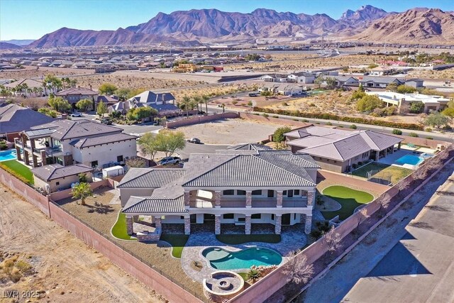 aerial view with a mountain view