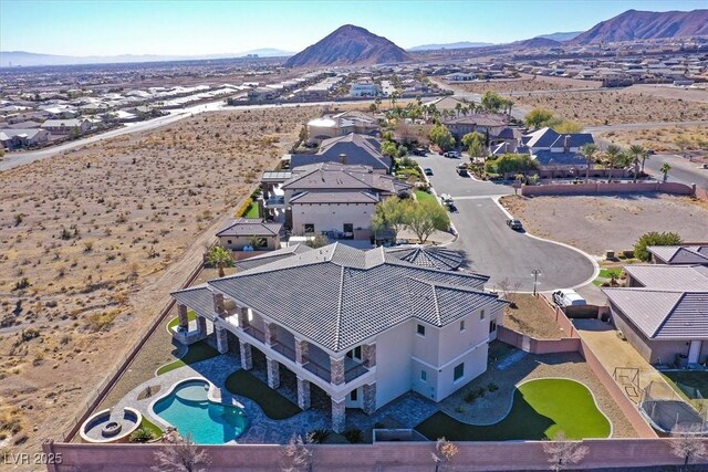 aerial view with a mountain view