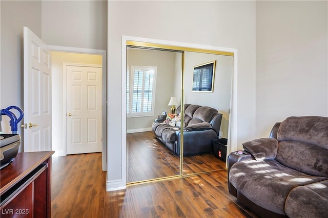 living room featuring dark hardwood / wood-style floors