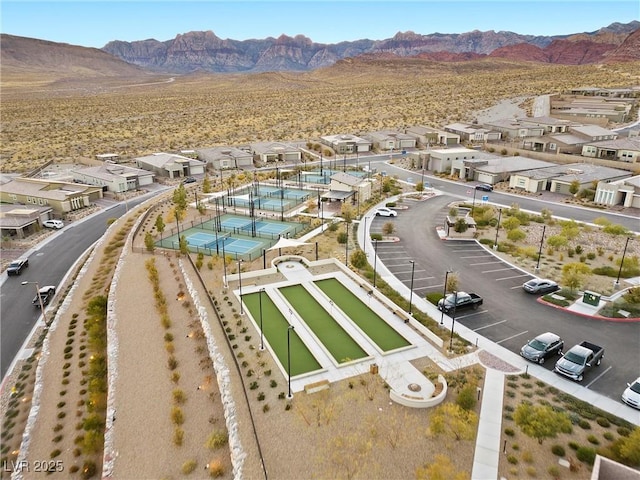 bird's eye view with a mountain view