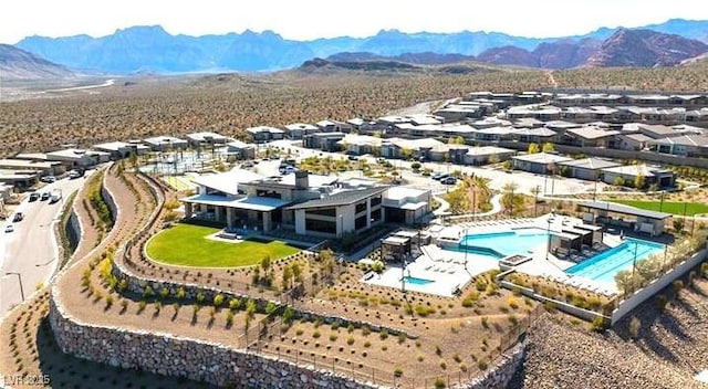 aerial view featuring a mountain view