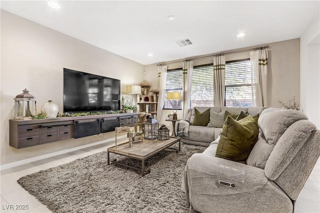 view of tiled living room