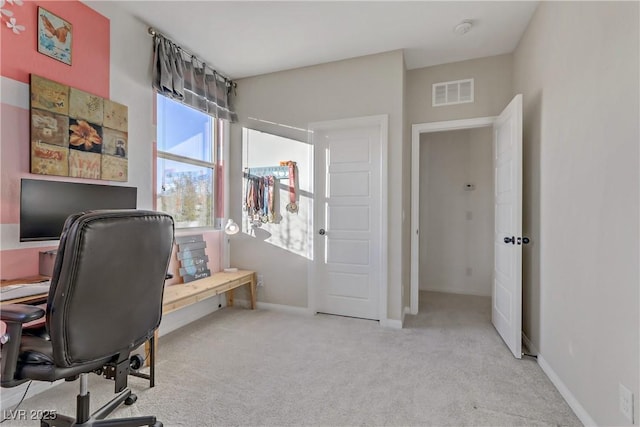 view of carpeted office space