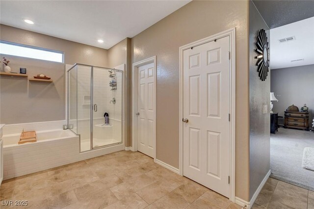 bathroom with plus walk in shower