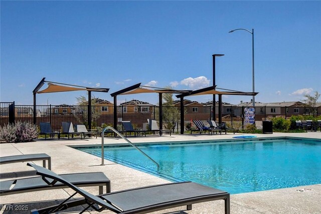 view of swimming pool featuring a patio