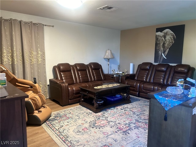 living room featuring light hardwood / wood-style floors