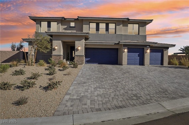 prairie-style home with a garage