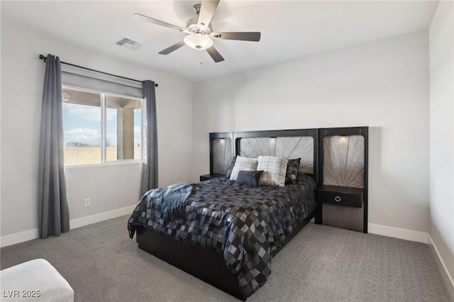 bedroom with carpet flooring and ceiling fan