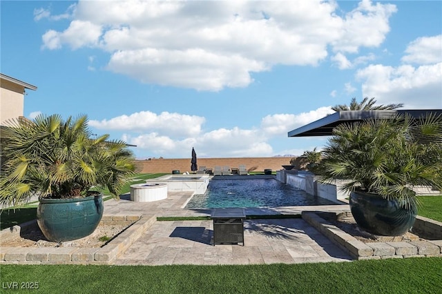 view of pool featuring a patio area and pool water feature