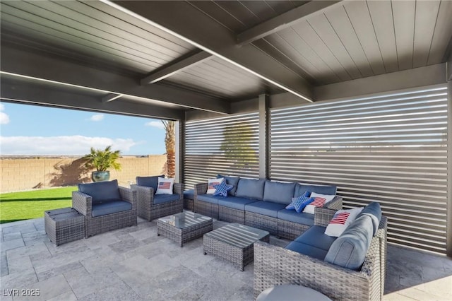 view of patio featuring an outdoor hangout area