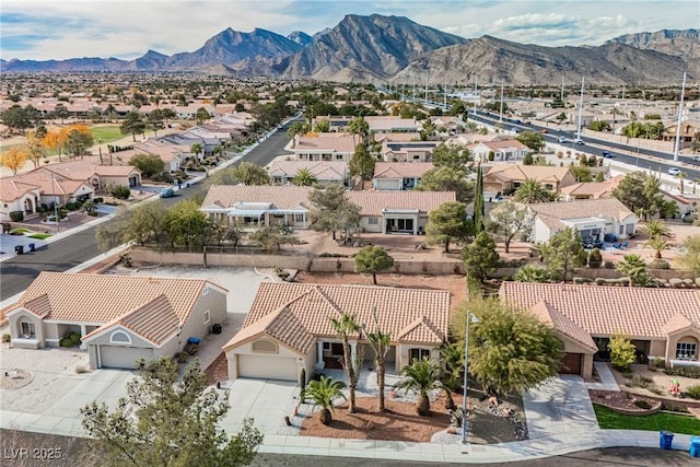 aerial view with a mountain view