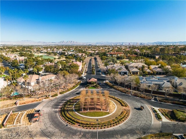 aerial view with a mountain view