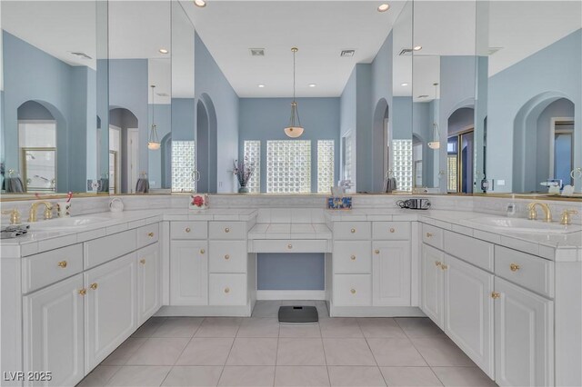 bathroom featuring vanity and tile patterned floors