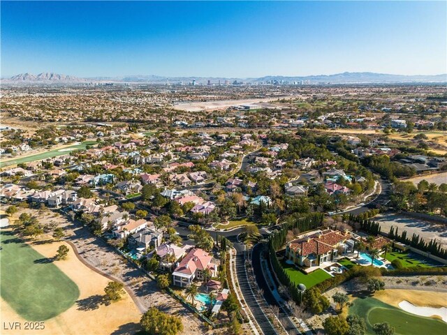 bird's eye view with a mountain view