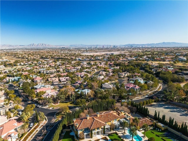 drone / aerial view with a mountain view