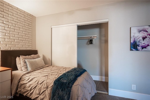 carpeted bedroom with a closet