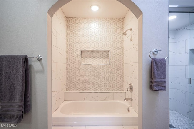 bathroom with plus walk in shower