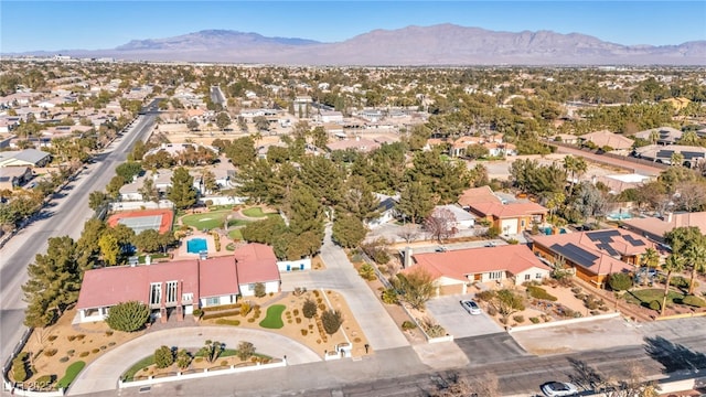 drone / aerial view with a mountain view