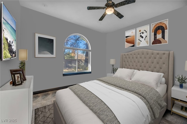 bedroom featuring ceiling fan