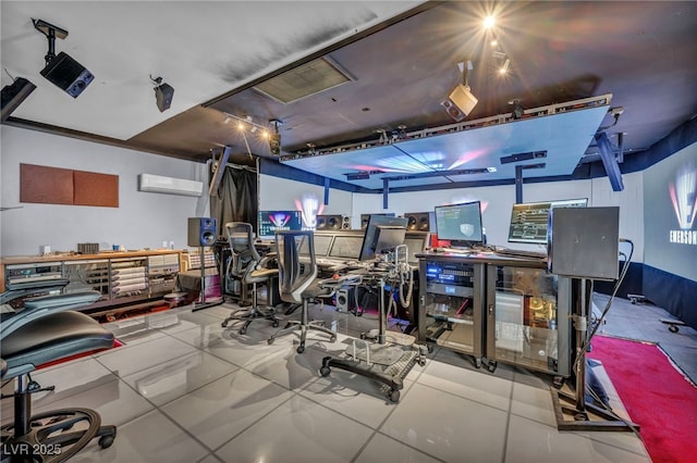 miscellaneous room with a wall unit AC and light tile patterned floors