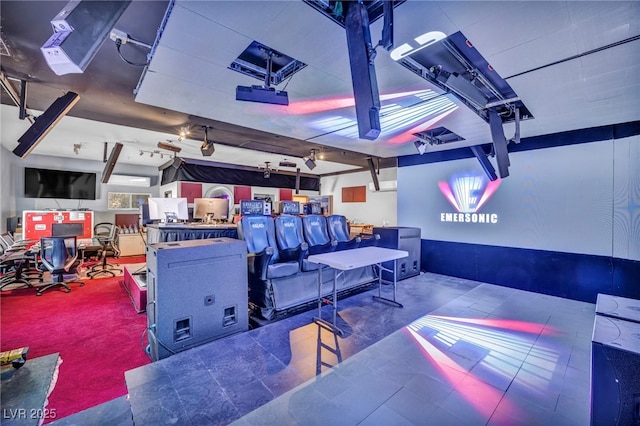 view of carpeted home theater room